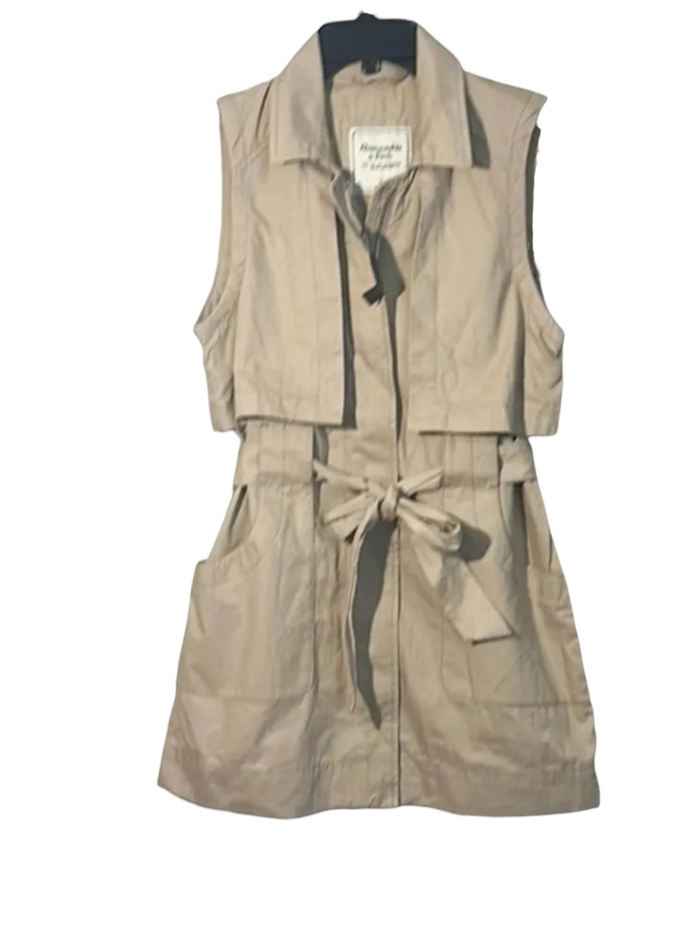 Abercrombie & Fitch trench-style vest dress belted waist and utility pockets LG - Picture 4 of 12